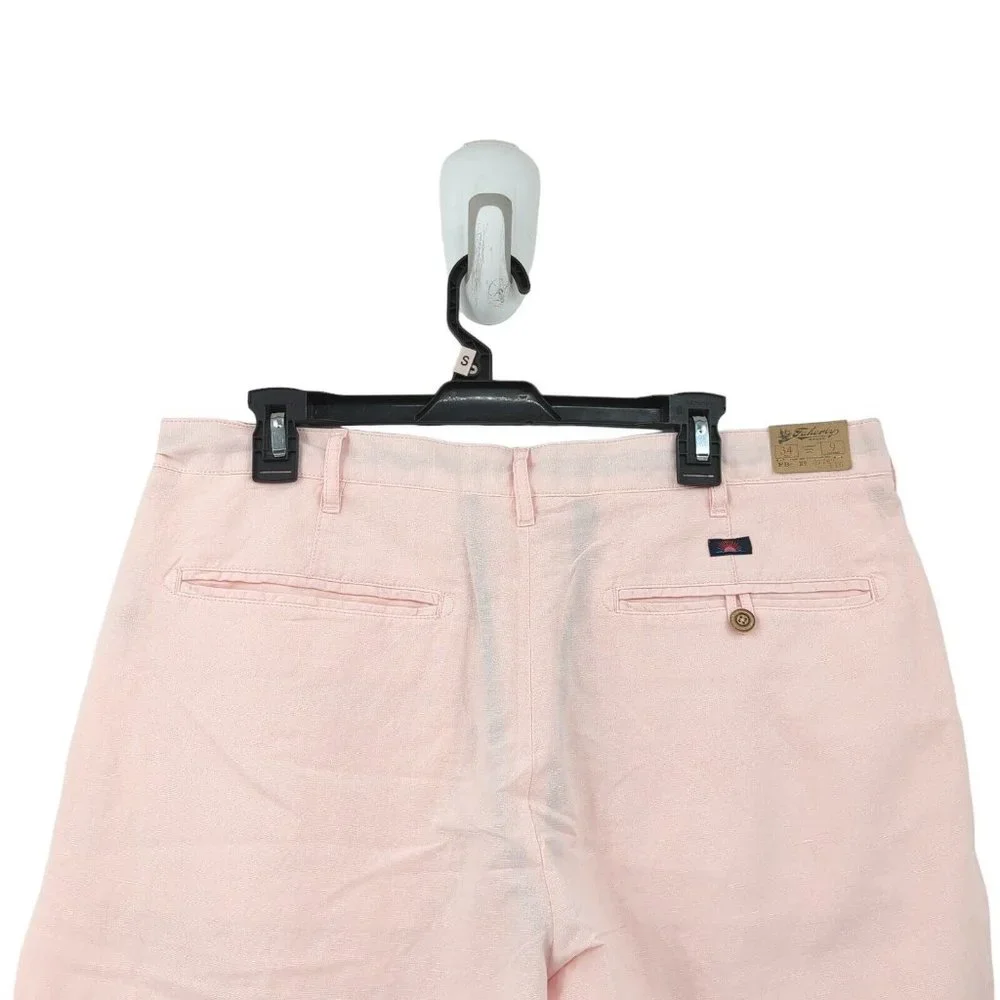 Faherty Men Malibu Chino Shorts Summer Pink Linen Cotton 9 inch Inseam NEW